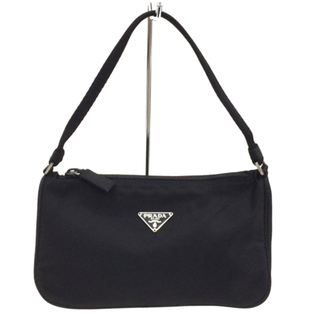 Prada Clutch Tessuto Hand Triangle Plate Black Case